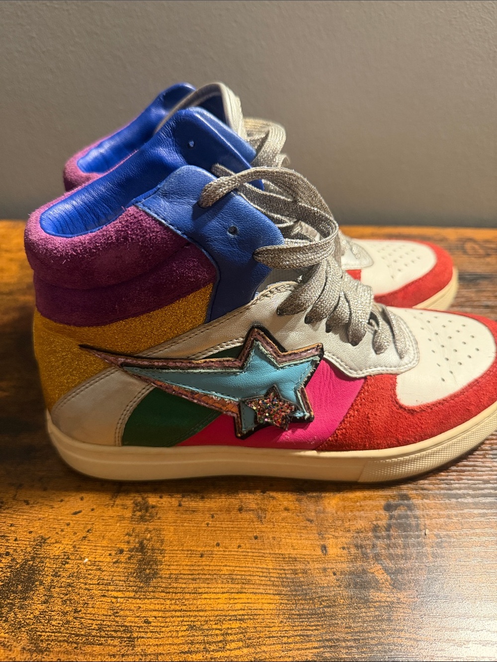 Marc Jacobs Eclipse Multicolor Leather and Suede High Top Sneakers EU 38 US 8